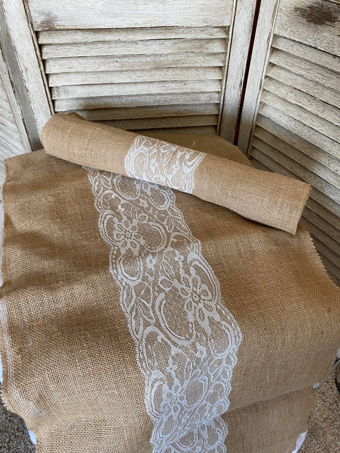 Burlap And Lace Table Runner - Rigby Wedding Rentals